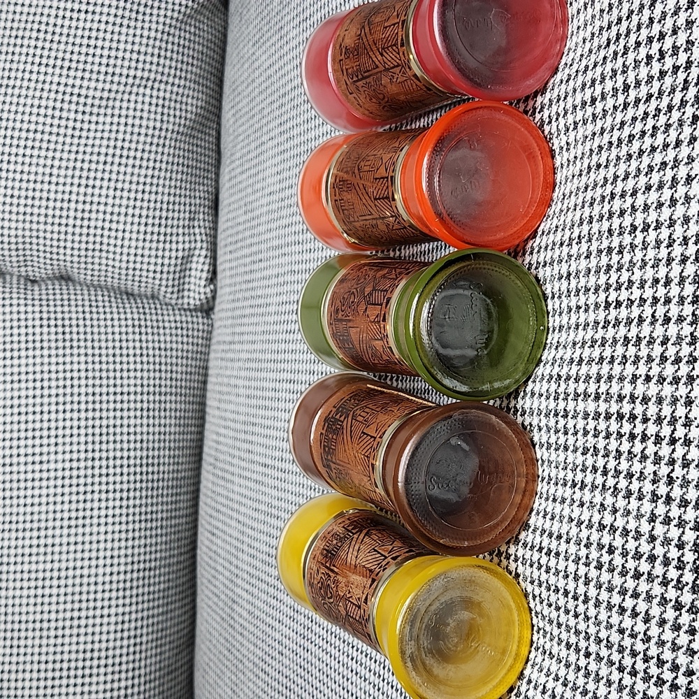 Vintage Midcentury Set 5 Siesta Ware Walnut Tiki Tapa Bar Cocktail Glasses - Picture 4 of 11